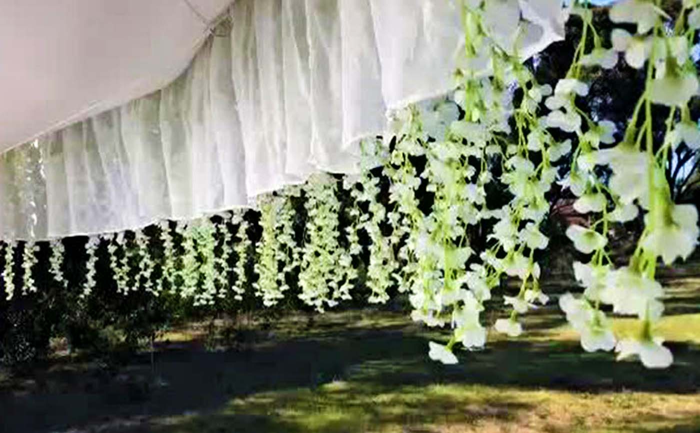 White Wedding Carousel Flowers Close